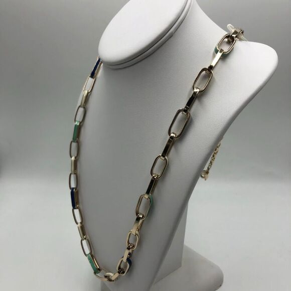 Vintage Banana Republic Women's Signed Silvertone Long Loop Chain Necklace - Picture 5 of 9